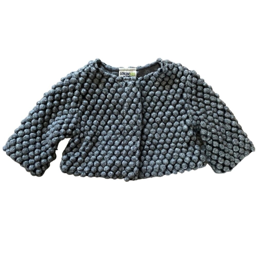 Genuine Kids by OshKosh charcoal wool bubble knit cardigan - size 12 months